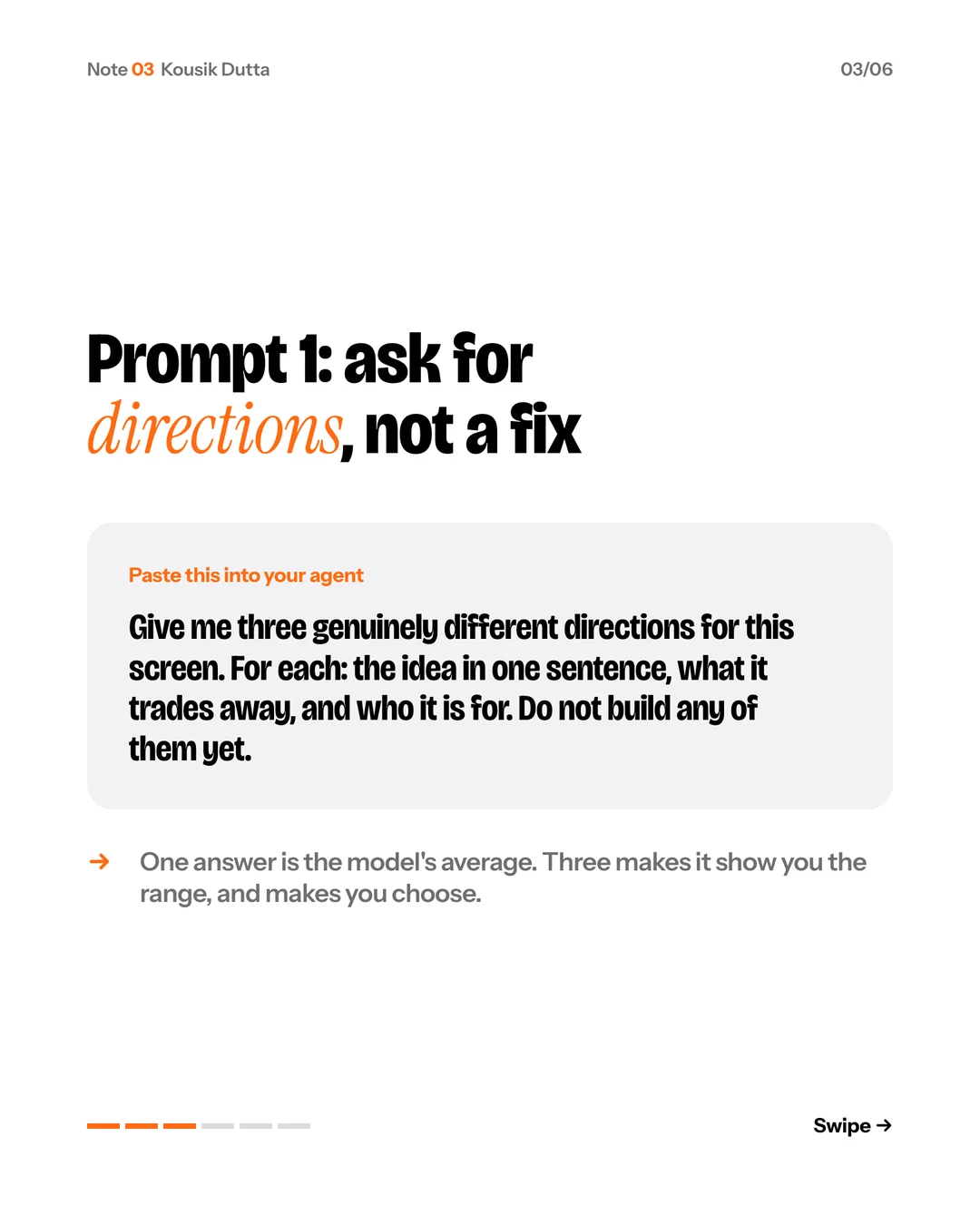 Prompt one, as a slide