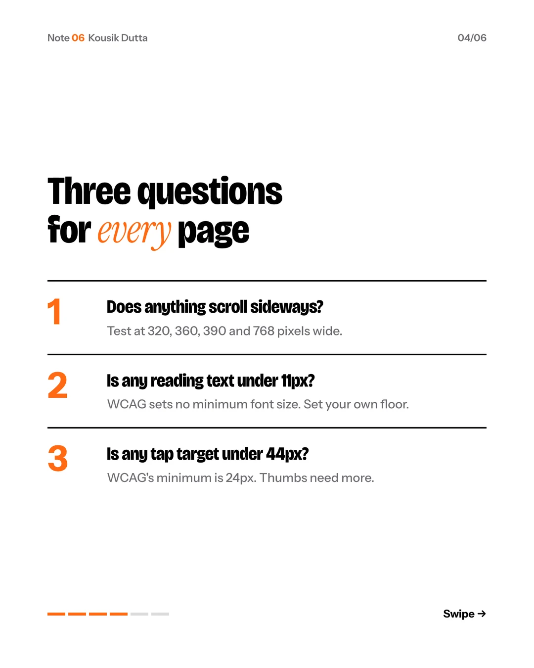 Three questions for every page