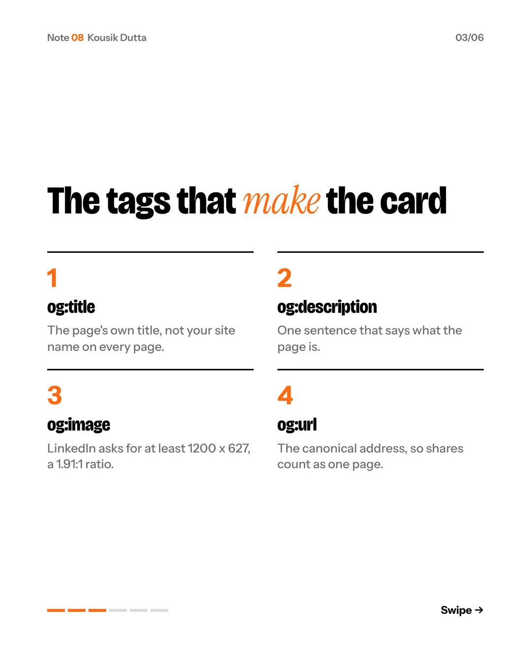 The tags that make the card